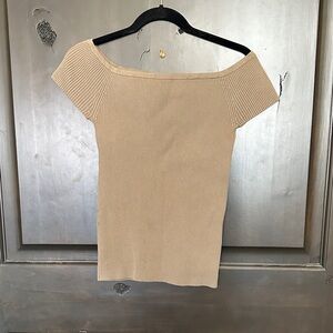 Michael Kors Tan Off-Shoulder Sweater Made with Italian Yarn Size L